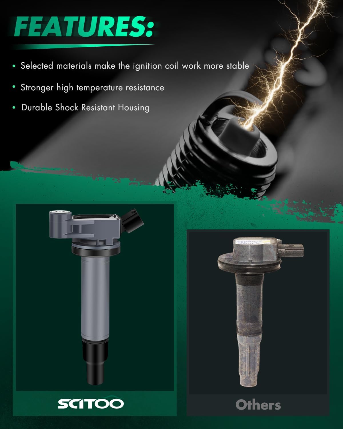 SCITOO Ignition Coils fit for Toyota Sienna 3.0L 2001-2003 for Toyota Highlander 3.0L 2001-2003 for Toyota Highlander 2.4L 2001-2003 UF267 CUF267 6pcs Ignition Coils