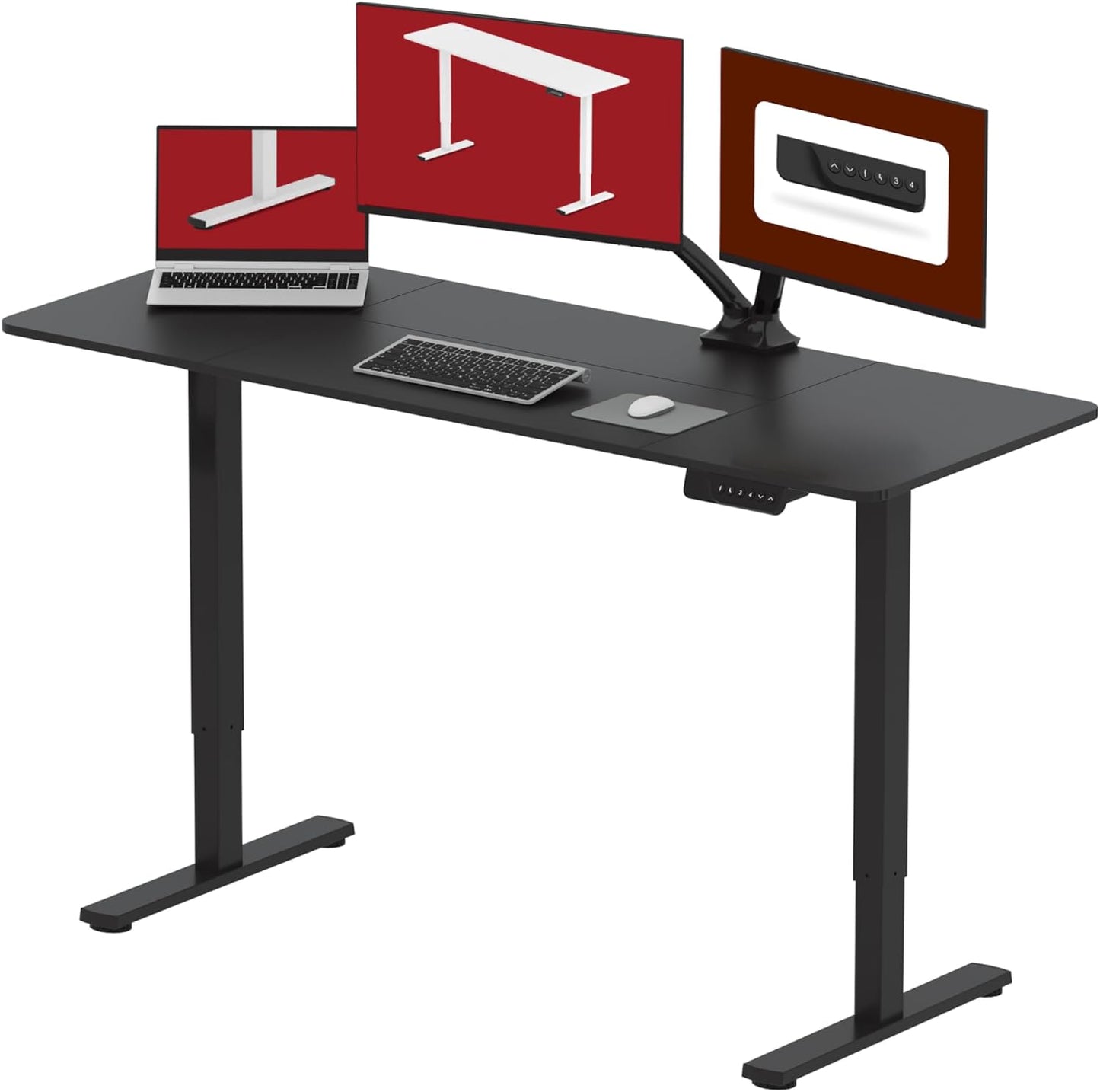 SANODESK Electric Standing Desk 48x24 Inch Height Adjustable Stand Up Desk Home Office Computer Workstation Sit Stand Home Office Desk with Splice Board (White Frame + Maple Top)