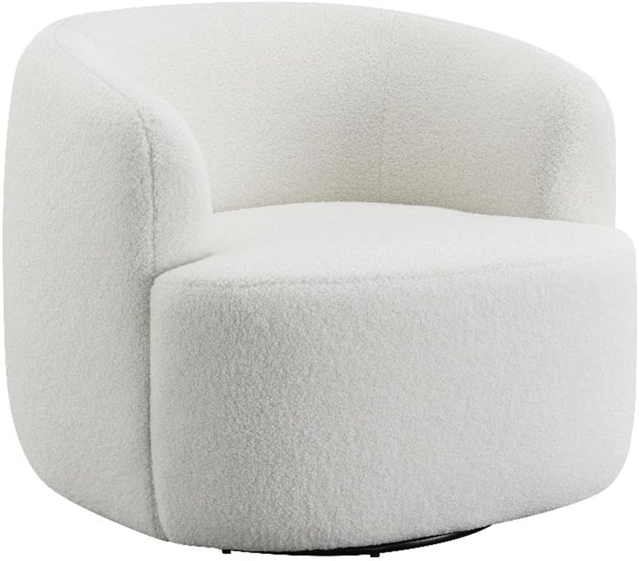 Coaster Home Furnishings - Hudson - Wood - Upholstered Swivel Accent Chair with Barrel-Like Design and Hidden Swivel Mechanism - Living Room - Ivory - 905726