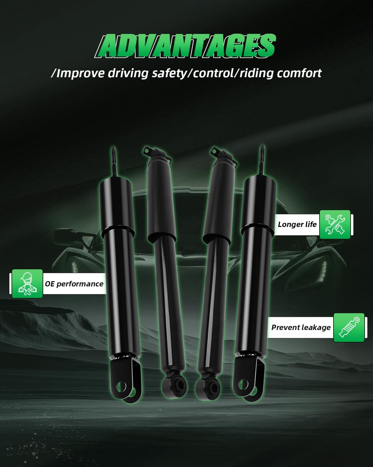 SCITOO - Front Rear Shock Absorbers for Hummer Fits 2006-2010 for Hummer H3 Shocks 555049 911527 555050 911528 Shocks Struts - 4Pc Set