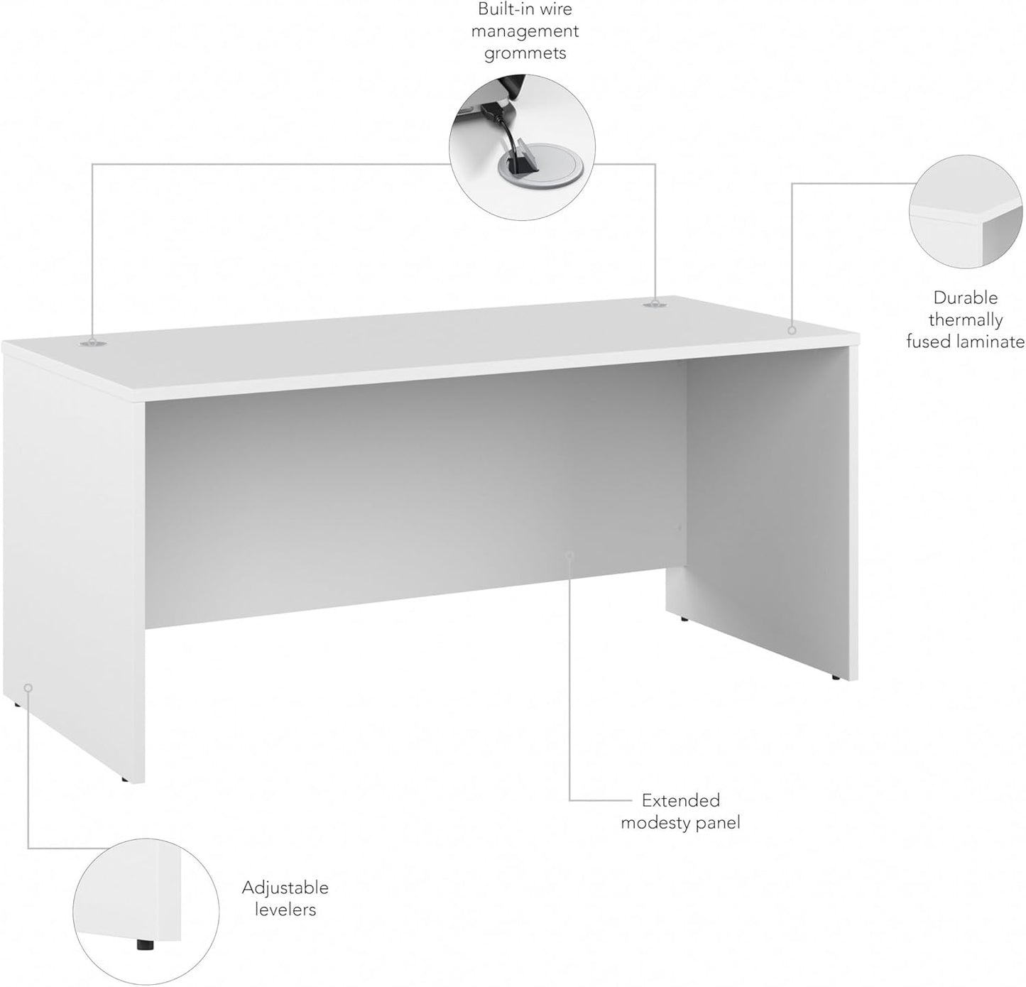 Bush Business Furniture Studio C 66W x 30D Office Desk in White