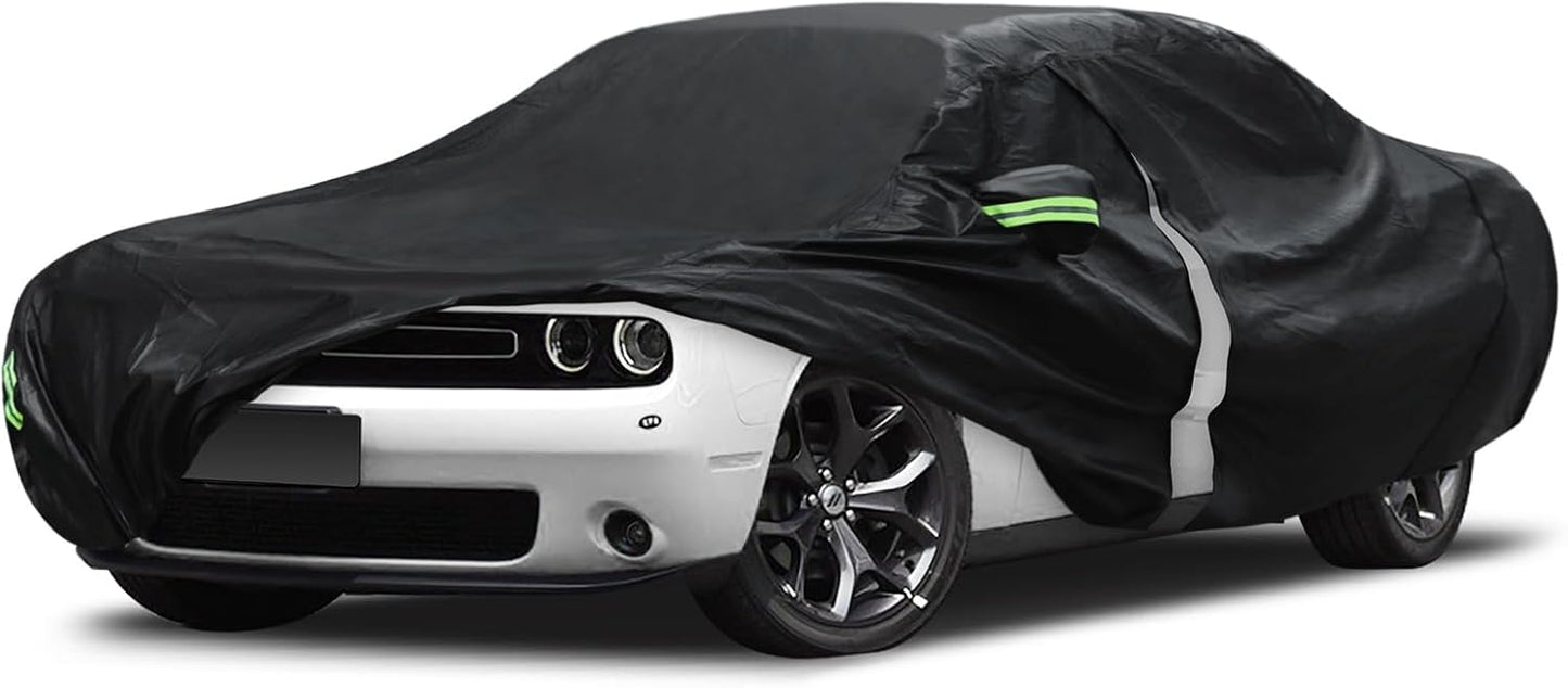 Car Cover Custom Fit for Ford Mustang 1994-2025, for Chevy Camaro 2010-2025, Waterproof All Weather Full Exterior Cover Rain Hail Sun Protector Car Cover with Door Zipper