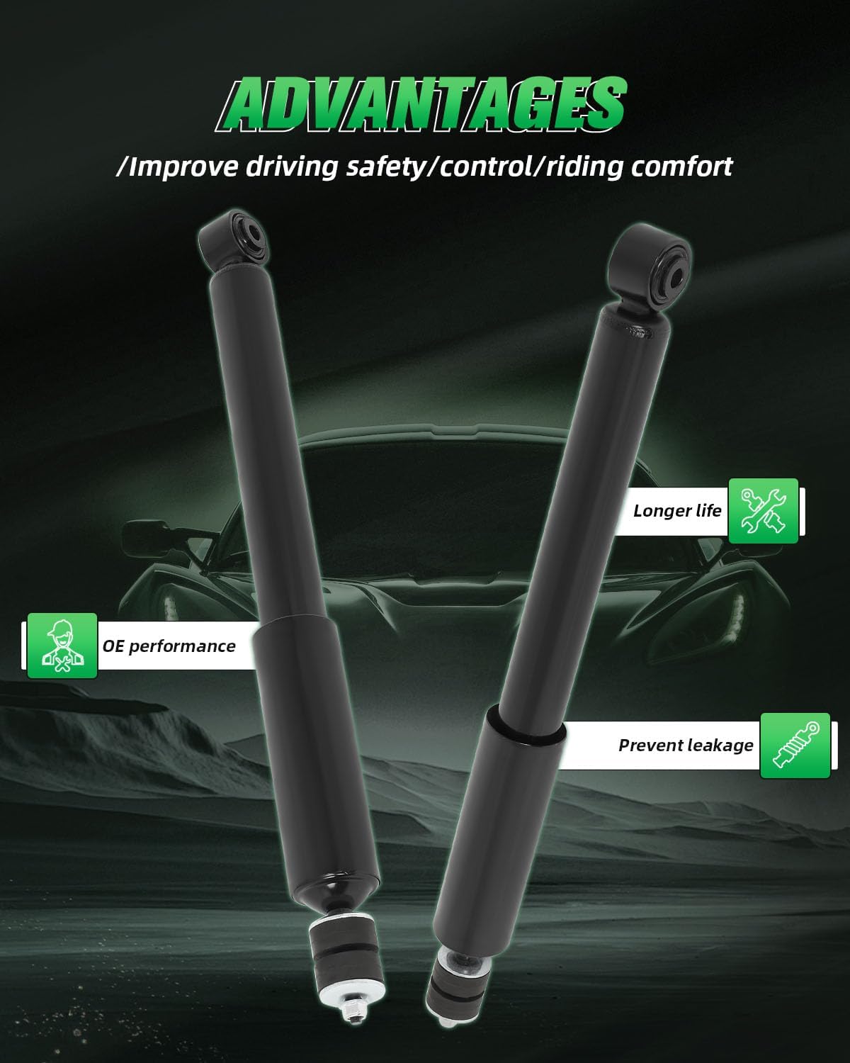 SCITOO - Rear Shock Absorber for Nissan Fits 2014 2015 2016 2017 2018 2019 for Nissan Sentra Shocks 5532 Struts - 2Pc Set