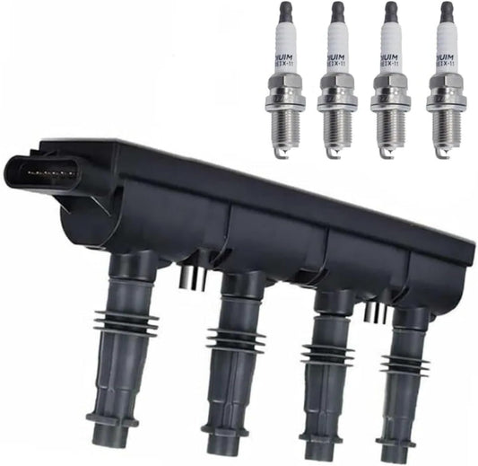 UF669 Ignition Coil and Spark Plugs Kit 91039 Compatible with Cadillac ELR Encore Chevy Cruze Sonic Trax Volt 1.4L Automotive Replacement Ignition Coil Packs