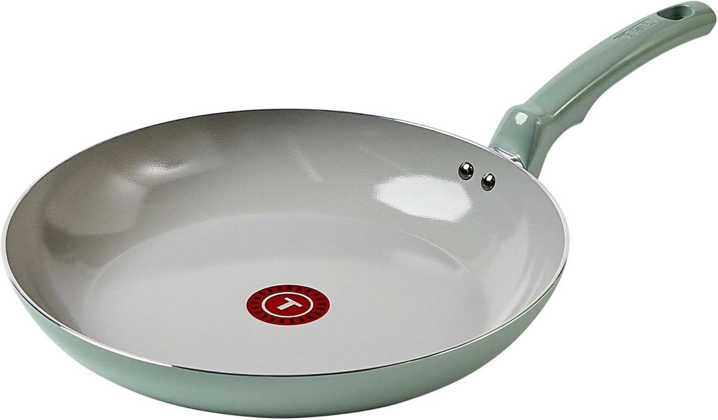 T-Fal Refresh Ceramic Nonstick Cookware Set, 12-Piece Ceramic Pots and Pans Set, Includes Stockpot, Griddle, Frying Pans, Utensils, Moon Grey