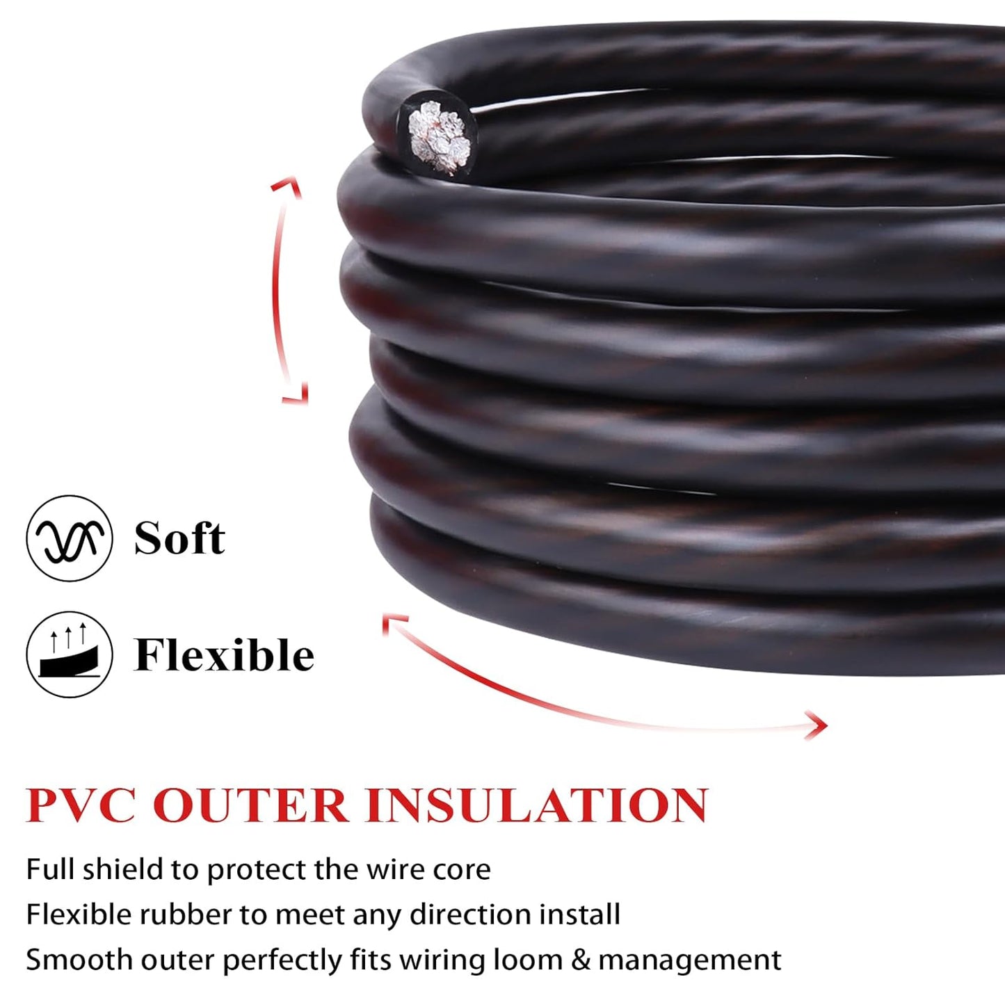 2/0 Gauge Battery Cable (12 Feet Black, 12 Feet Red) - 2/0 AWG CCA Welding Wire with SC Connector Lugs & 3:1 Heat Shrink Tubes for Solar, Car, RV, Truck Cables