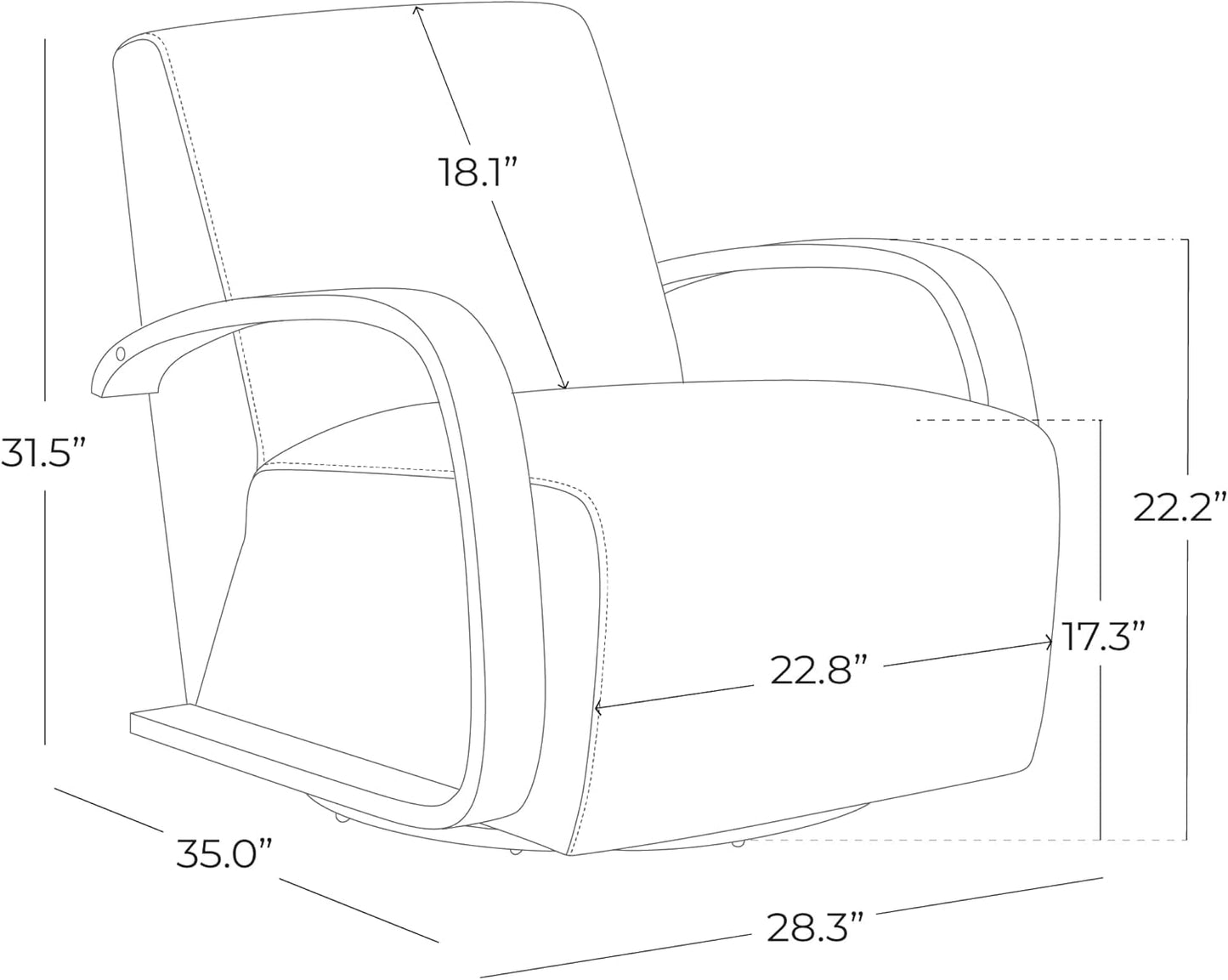 CHITA Swivel Accent Chair, Modern Arm Chair for Living Room, Cognac Brown in Faux Leather with Walnut Wood Arm