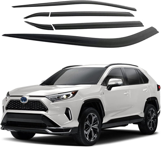AUTOCLOVER Tape-On Rain Guards Window Visors 6 Pcs Set for Toyota Rav4 2019 2020 2021 2022 2023 2024 2025 / Window Deflectors, Out-Channel Vent Shades (Smoked)