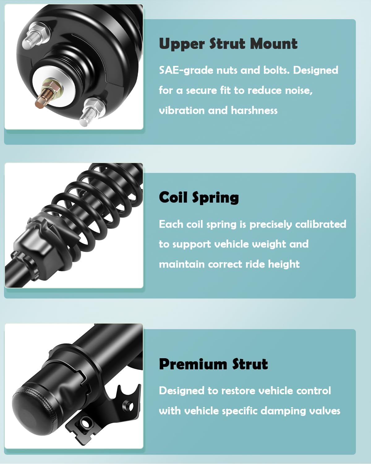 SCITOO Front and Rear Shock Absorber Assembly Fit for 1992-1995 for Honda Civic, Complete Shock and Strut Assembly Kit Fit for 171945 171946 171266 4PCS