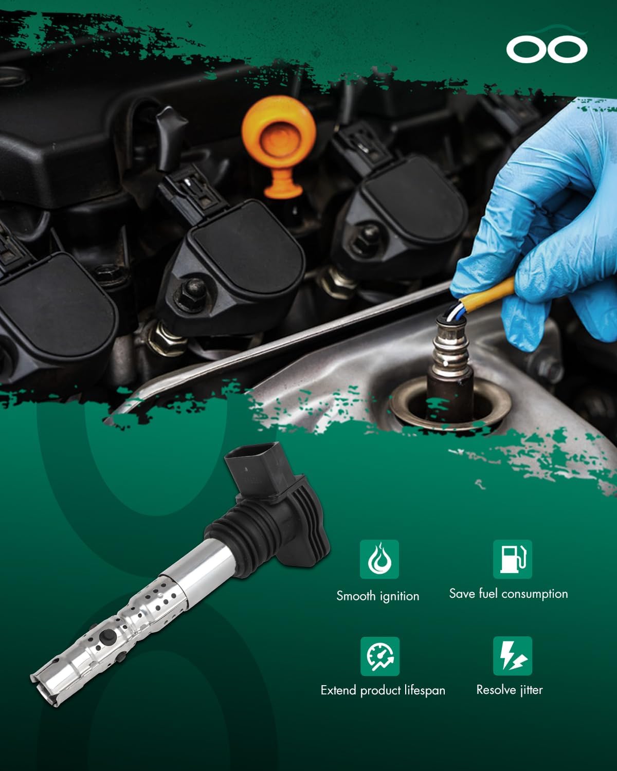 SCITOO ignition coils 4+Spark Plugs 4 4pcs Replacement for P-assat 1.8L 2001-2005,for J-etta 1.8L 2001 2002 2003 2004 2005,for A-udi A4 1.8L 2001-2007 Replace UF411 UF-437, UF-580, CO044