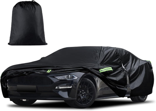 Car Cover Custom Fit for Ford Mustang 1994-2025, for Chevy Camaro 2010-2025, Waterproof All Weather Full Exterior Cover Rain Hail Sun Protector Car Cover with Door Zipper
