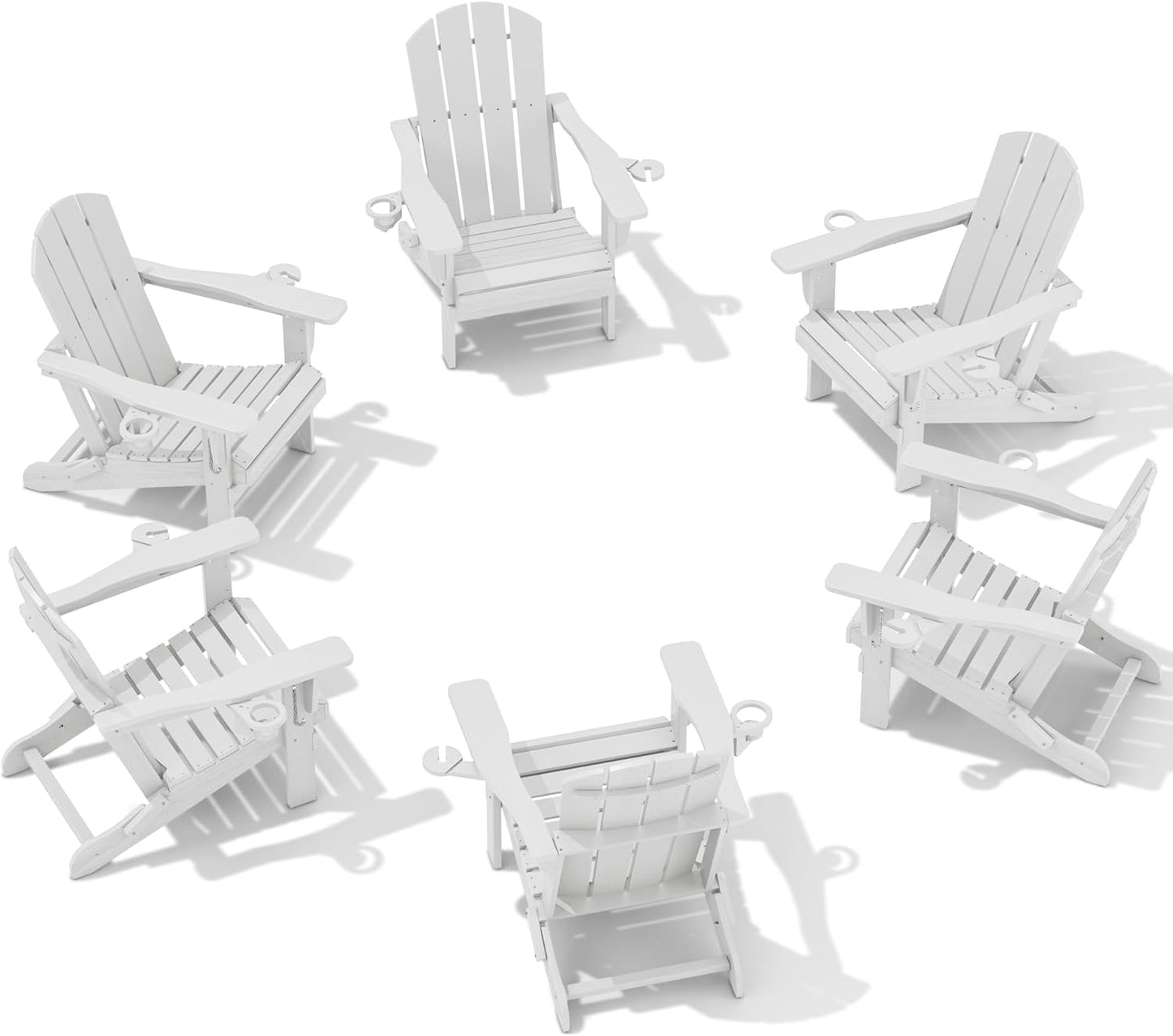 SERWALL Adirondack Chair with Cup Holders - Composite Adirondack Chairs Set of 8 HDPE Outdoor Chairs All Weather Use- Brown
