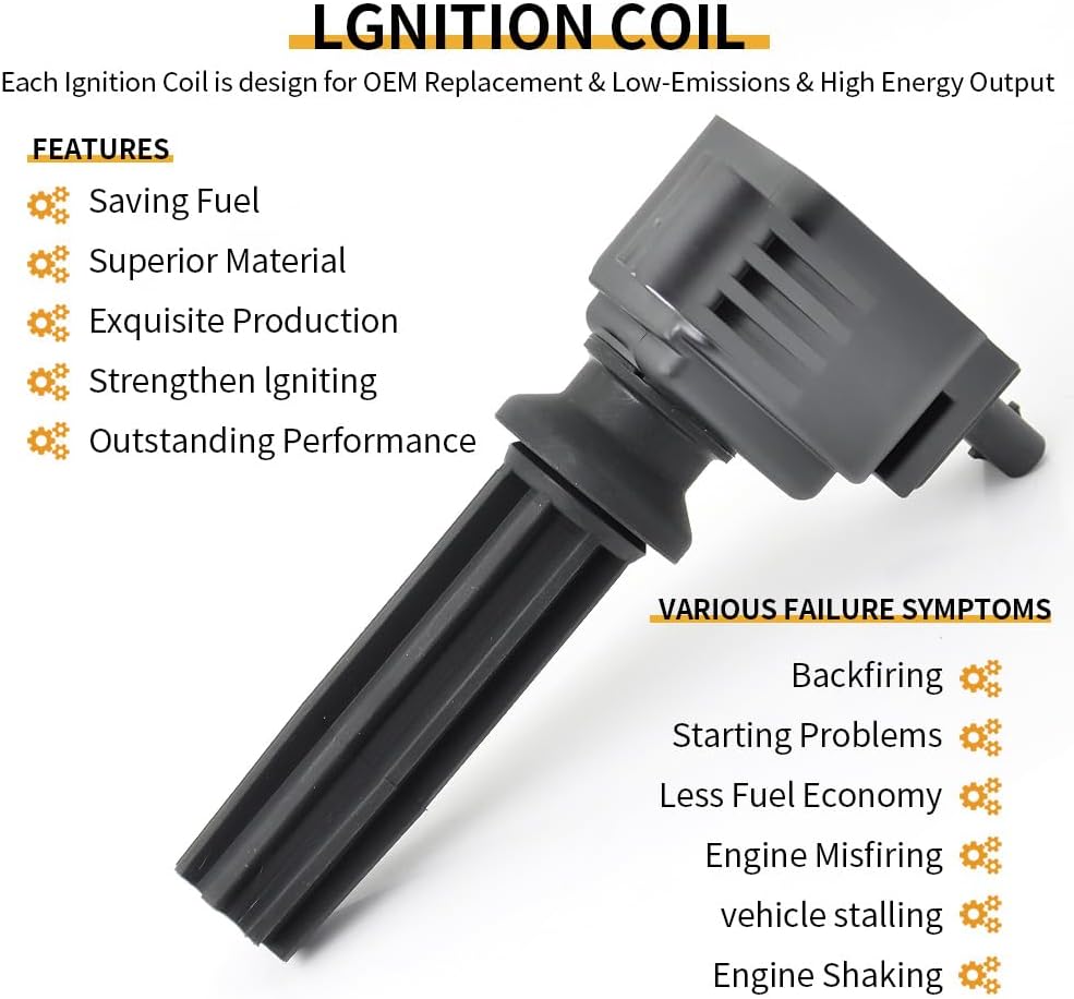 Set of 4 UF670 Ignition Coil with Spark Plug Compatible with 2.0L L4 Ford Edge Escape Explorer Focus Fusion Taurus Mustang Lincoln 2012 2013 2014 2015 2016 2017 2018 2019 Replacement CM5Z12029A DG546