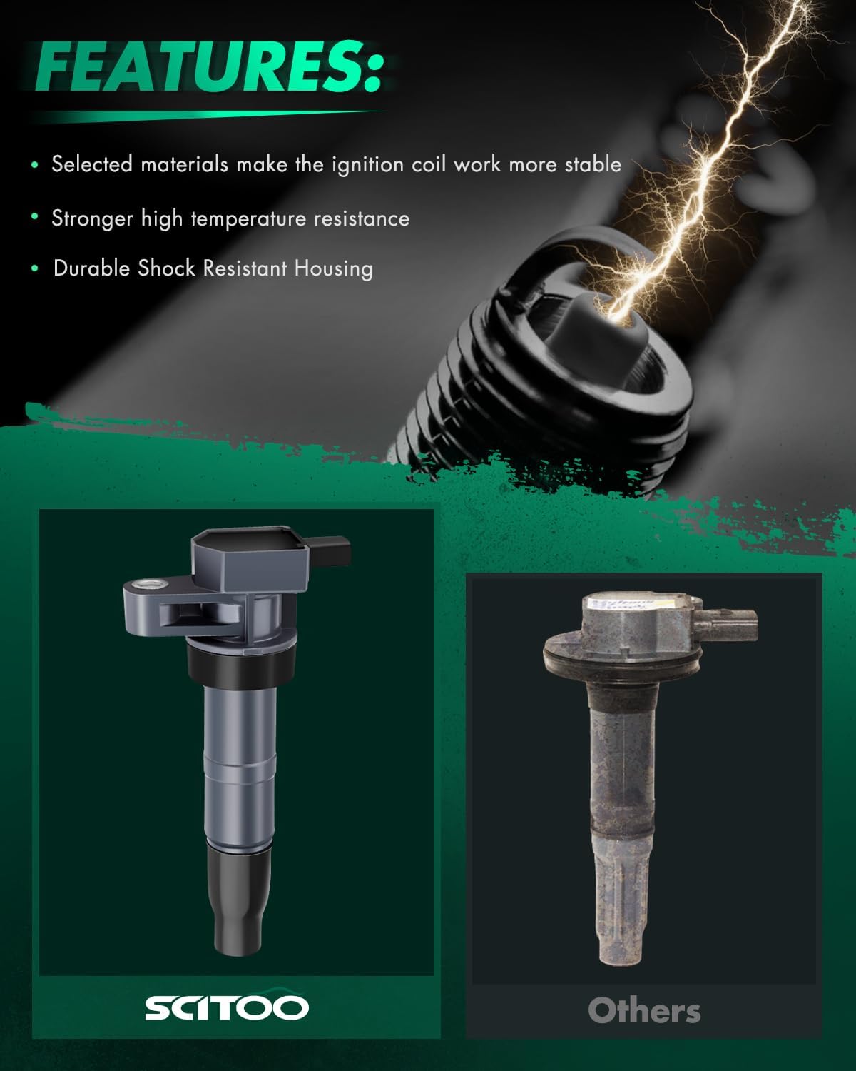 SCITOO Ignition Coil Coils Pack fits for Kia Sorento 3.8L 2007-2009 for Sorento 3.5L 2011-2013 for Sedona 3.8L 2006-2010 for Azera 3.3L 2007-2016 UF546 IC626 52-1842 set of 6