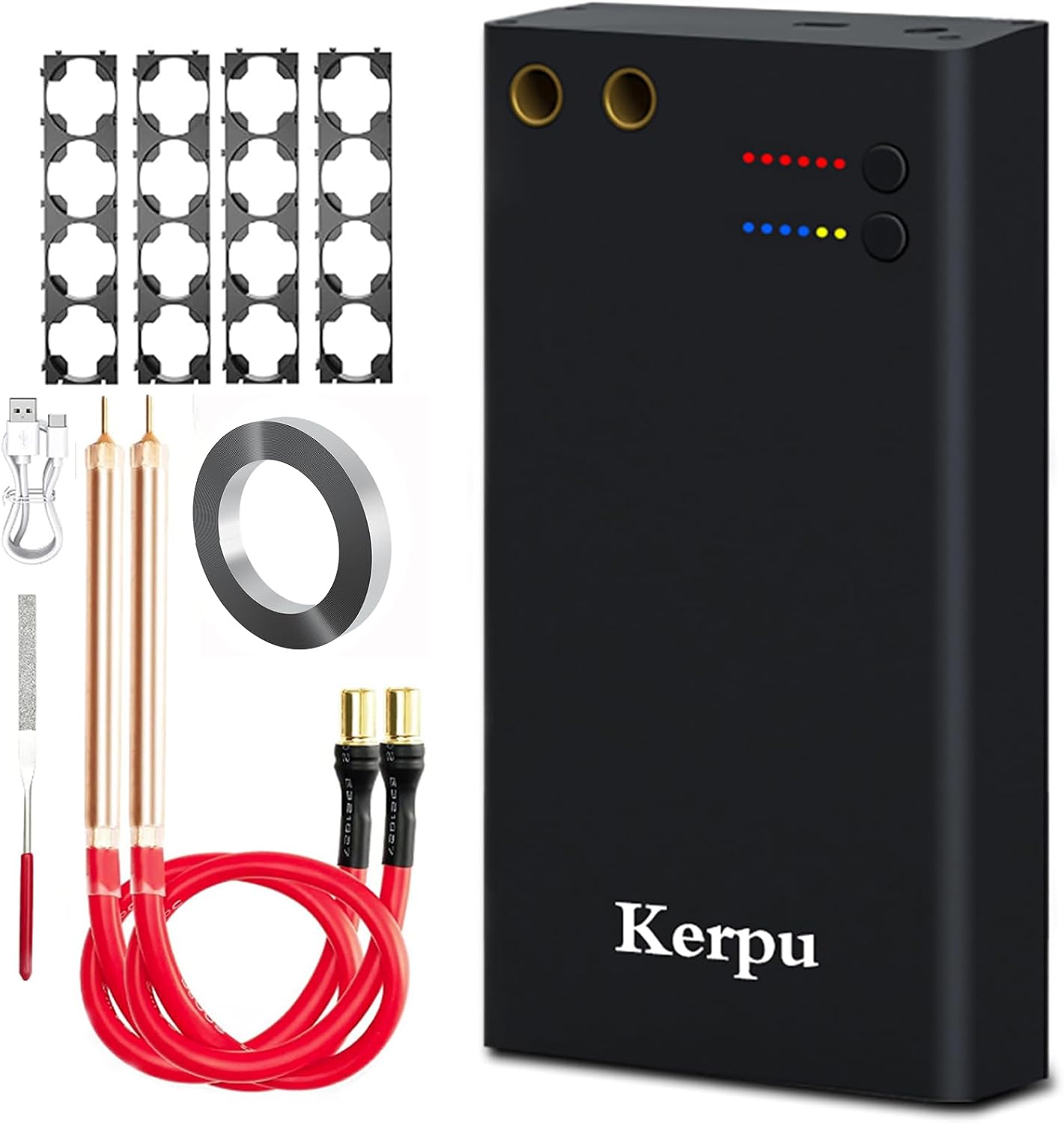 12000mAh Battery Spot Welder, 2'' LCD Screen Upgraded Enhanced 199 Gears Adjustable Portable Mini Spot Welder with Nickel Sheet & 4X4 Holder For Making Battery Packs (Black-LCD 12000mAH)