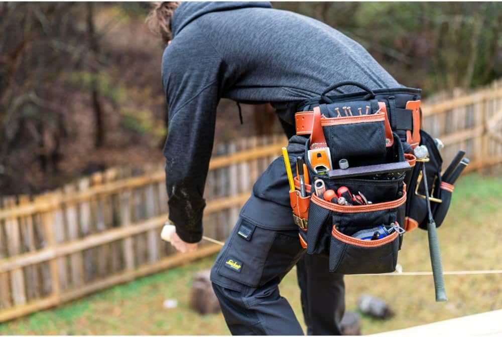 CLC Custom LeatherCraft 51452 4 Piece Top Of The Line Pro Framer's Tool Belt, Black,brown, 29"–46"