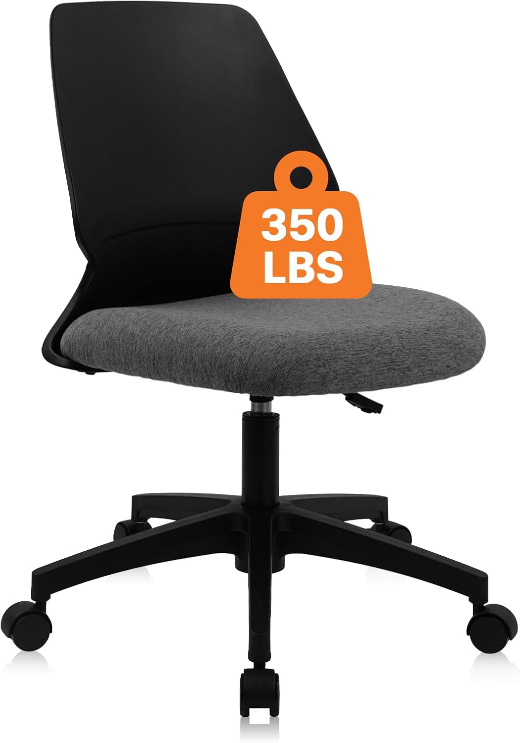 CLATINA Armless Home Office Chair,Small PU Leather Ergonomic Low Back Desk Chair with Lumbar Support and Wheels, Adjustable Height 360° Swivel Rolling Computer Task Chair, Black, 8 Pack