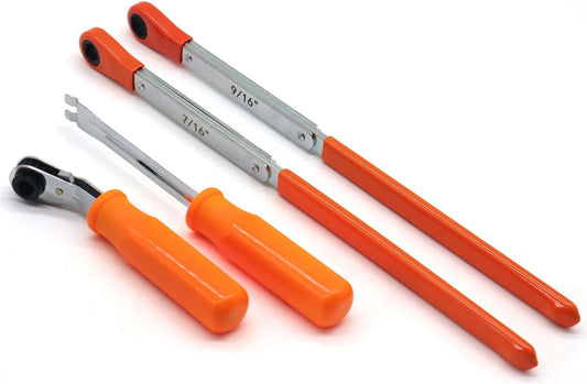 Automatic Slack Adjuster Release Tool and Wrench Fork End Release Tool and Double Square Ratcheting Wrench 5/16" 7/16" 9/16"