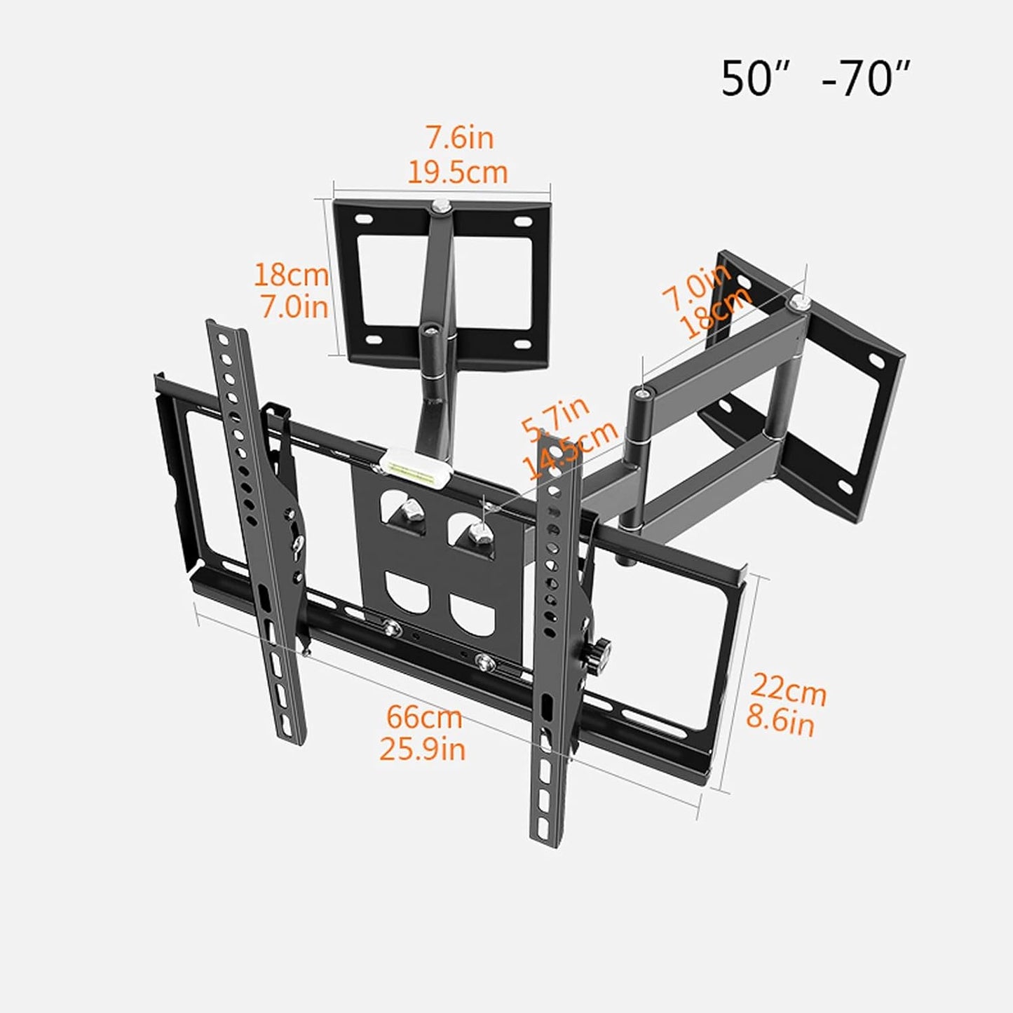 Tv Monitor Holder Rack Six-Arm Corner Tv Bracket Full Motion Wall Mount Extension Swivel Tilt Tv Bracket with Dual Base Fits Most 32 to 70 Inch Flat Screen Tv,L,