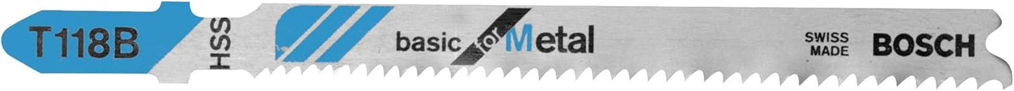 Bosch T318A100 100-Piece 5-1/4 In. 24 TPI Basic for Metal T-Shank Jig Saw Blades