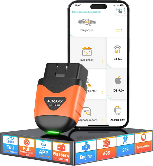 AUTOPHIX 3210 Pro OBD2 Scanner Bluetooth, ABS SRS Transmission Airbag Scanner, Check Engine Light Code Reader, Wireless Car Scan Tool Diagnostic Scanner with Battery Test, Works with iOS & Android