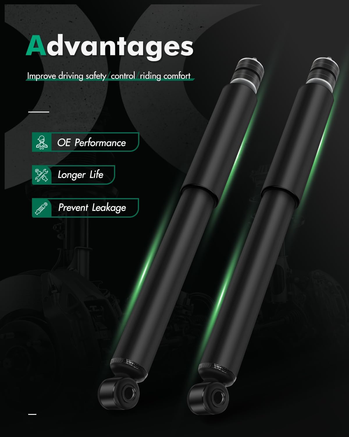 SCITOO - Rear Shock Absorber for Ford Fits 1994 1995 1996 1997 1998 1999 2000 2001 2002 2003 2004 for Ford Mustang Shocks 344433 Struts - 2Pc Set