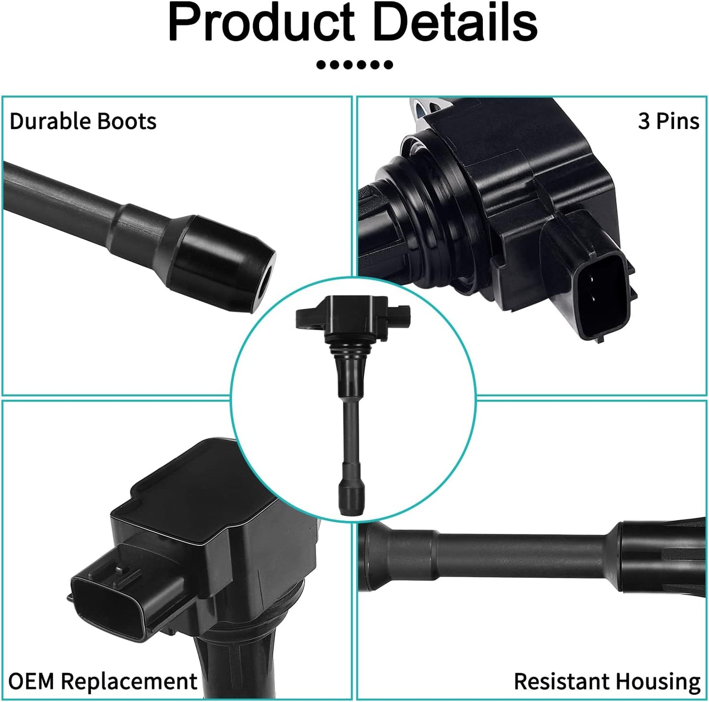 Set of 4 UF549 Ignition Coil Pack L4 1.6L 1.8L 2.5L For Nissan 2007-2019 Altima Cube Rogue Sentra Versa NV200 Pathfinder Infiniti FX50 M56 QX60 QX70 5C1753 C1696