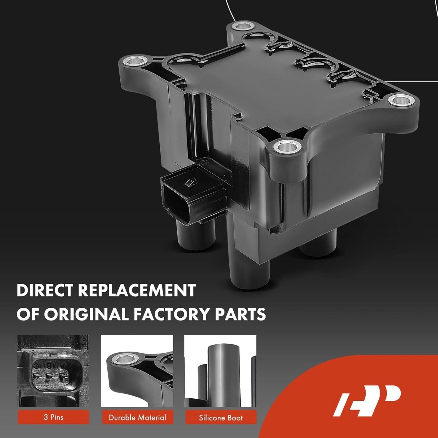 A-Premium +1x Ignition Coil Pack and 4x Iridium Spark Plugs Compatible with Ford Fiesta 2011-2019, 1.6L, Naturally Aspirated
