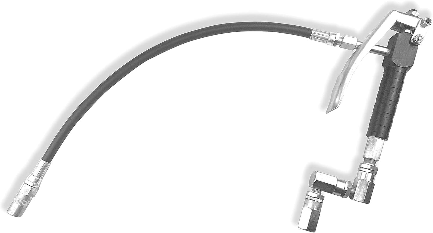 Wolflube Grease Control Handle Valve - For grease pump, Heavy duty High Pressure 7,500 PSI W.P, 1/4 inch NPT(f) inlet thread, 18 inches flexible spout with 4 jaws coupler, with 360 degree Z Swivel