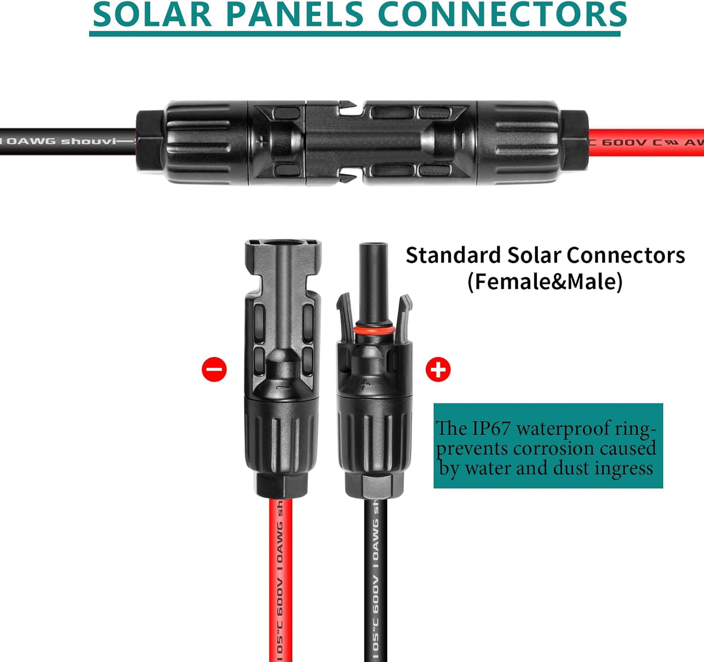 10AWG Tinned Copper Wire XT60i to Solar Panel Connector Extension Cable 35FT – Heavy-Duty Solar to XT60i Cable for RC Batteries, Drones, Solar Power Systems, and Renewable Energy Applications