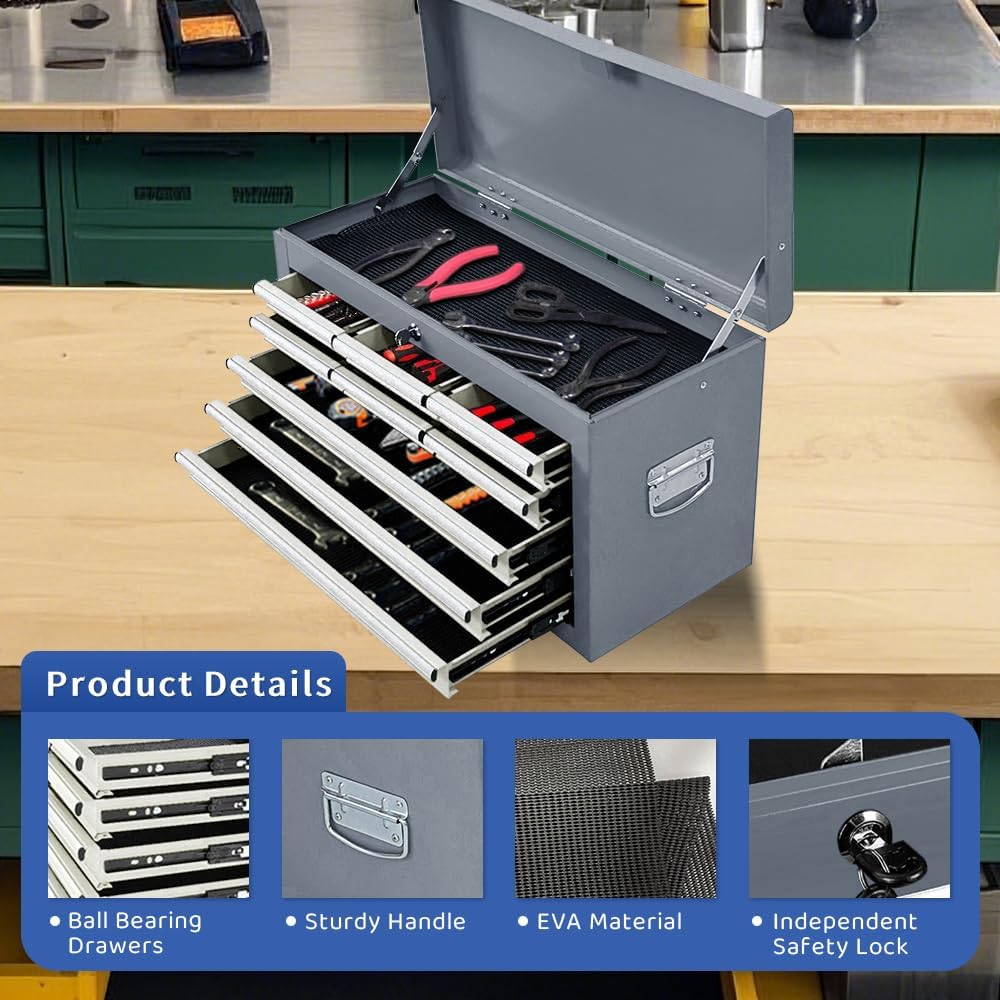13-Drawer Rolling Tool Chest, 2 in 1 Detachable Tool Chest,Tool Box with Drawers and Wheels, Large Tool Cabinet with Lock, Metal Standing Toolbox for Garage Workshop-Gray&White