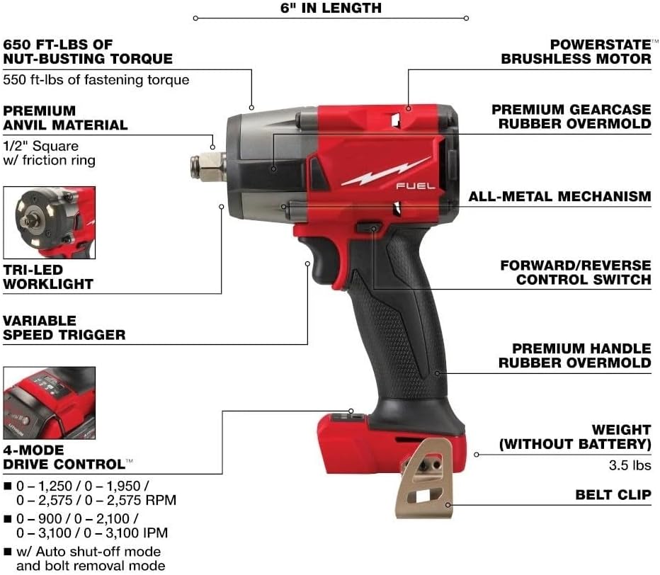 7 Tool 3697-27 for Milwaukee M18 FUEL Cordless Combo Kit 2904-20 Hammer Drill/Driver 2953-20 1/4" Hex Impact Driver 2821-20 Recip Saw 2730-20 Circular Saw 2880-20 Grinder Paddle 2962-20 Impact Wrench