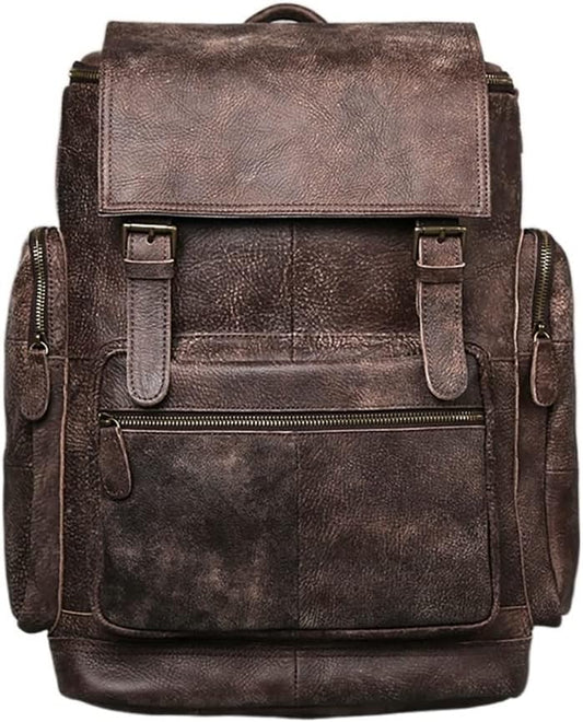 Vintage Genuine Leather Backpack First Layer Cowhide Backpack Leisure Travel Bag Large Capacity Laptop Bag For 16inch
