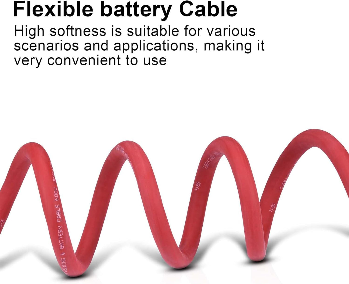 2 Gauge Battery Cable, 10FT Red + 10FT Black 2 AWG Pure Copper Wire Welding Cable, for Automotive, Battery, Solar and Generator, Standard USA OFC Wire
