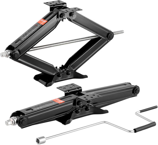 VEVOR 5000 lbs RV Scissor Jacks, 4-23.4 in RV Stabilizer Leveling Scissor Jacks, Set of 2, Heavy Duty Stabilizer Jack with Crank Handle, Socket and Bubble Levels, Not Easily Bent or Deformed