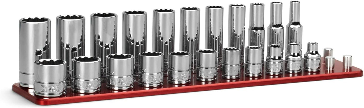 Capri Tools 3/8 in. Drive 12-Point Shallow and Deep Socket Set, SAE, 1/4 to 7/8 in, 22-Piece