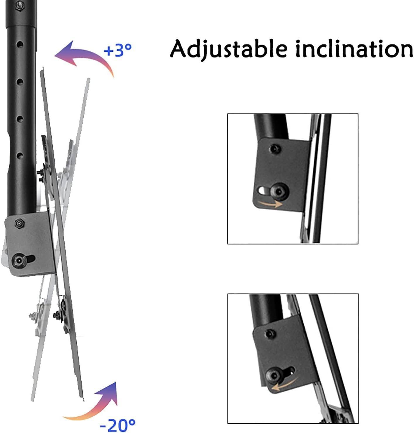 TV Ceiling Mount Bracket, Adjustable Tilt TV Bracket, Fits 37-80 Inch Flat Screen TVs and Curved TVs, Max 900x600mm,