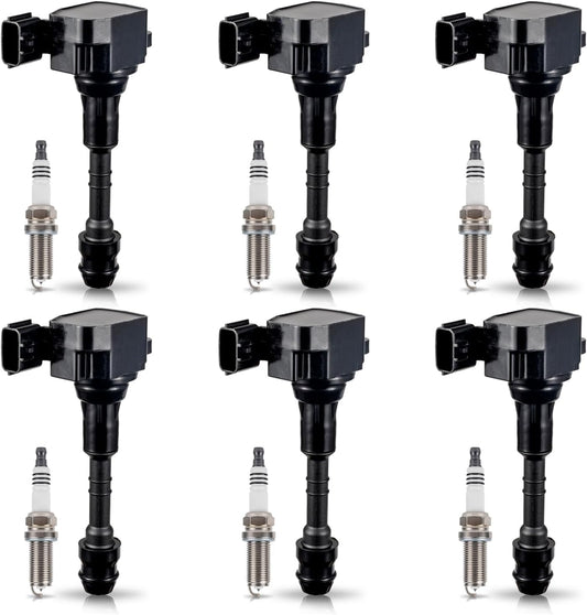 Set of 6 Ignition Coil Pack and Iridium Spark Plug 3.5 V6 Compatible with Nissan Altima Maxima Pathfinder Frontier Quest Infiniti I35 G35 FX35 QX4 2002 2003 2004 2005 2006 2007 2008 Replaces# UF349