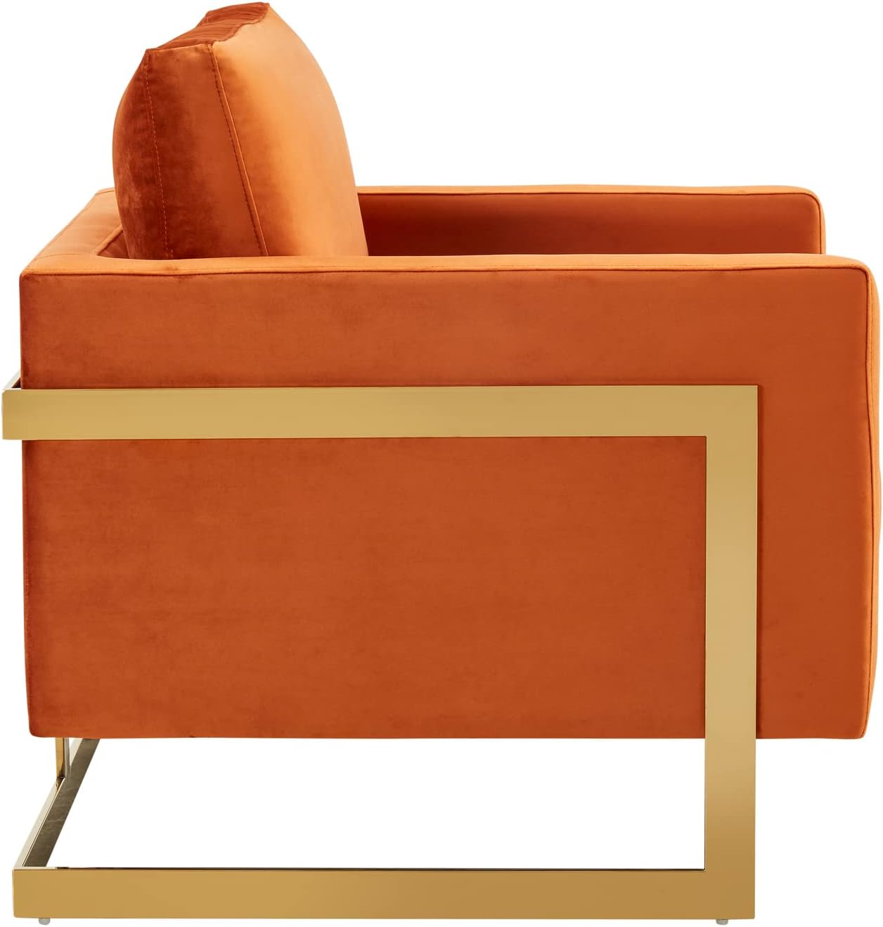 Velvet Accent Armchair Gold Frame Modern Living Room Chair Elegant Design