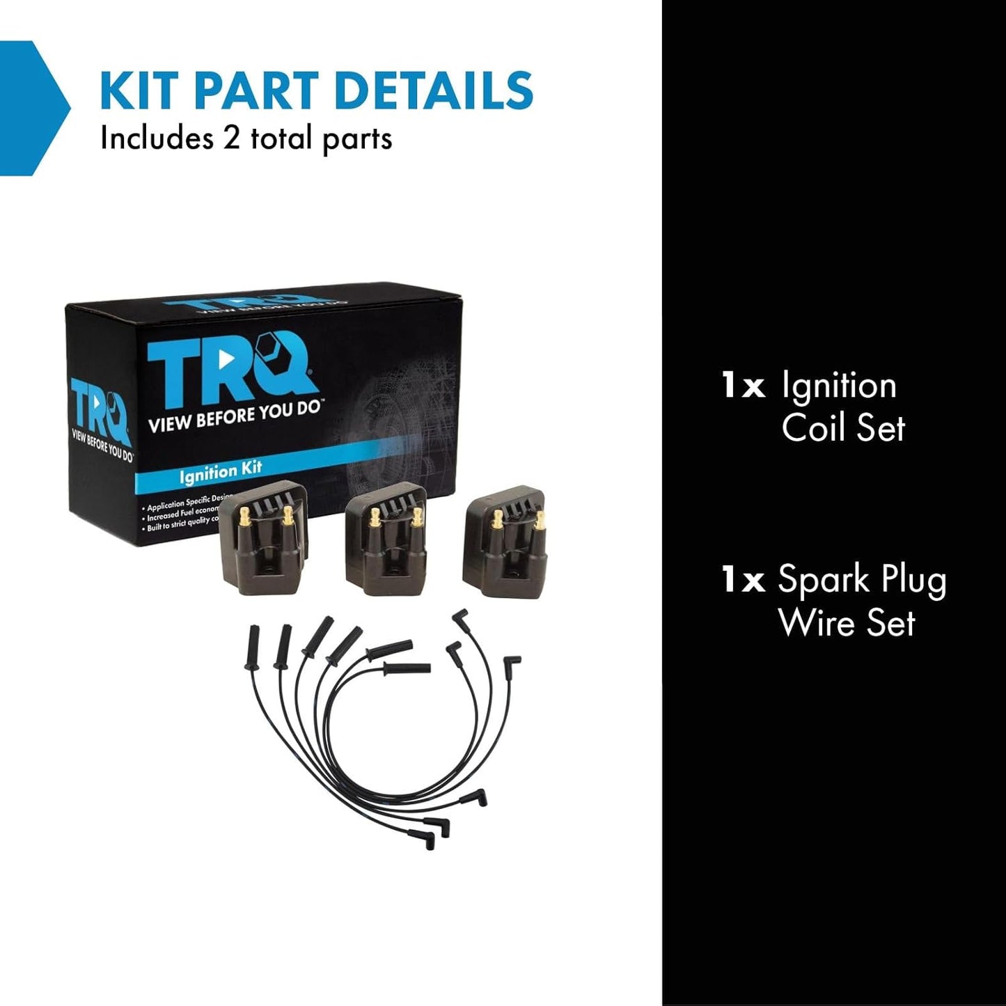 TRQ Ignition Kit Ignition Coil Set Spark Plugs Wire Set Compatible with 94-99 Buick Chevrolet Oldsmobile Pontiac