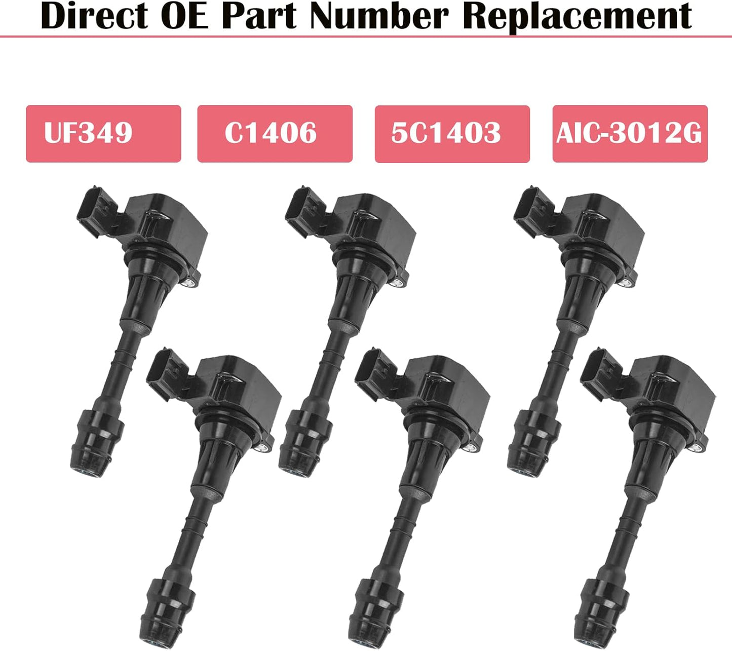 Set of 6 Ignition Coil Pack and Spark Plugs Fits for Nissan Murano Maxima Altima Quest Xterra Pathfinder Frontier 2002 2003 2004 2005 2006 2007 2008 Spark Plugs Coils 3.5 V6 Replaces# UF349 C1406