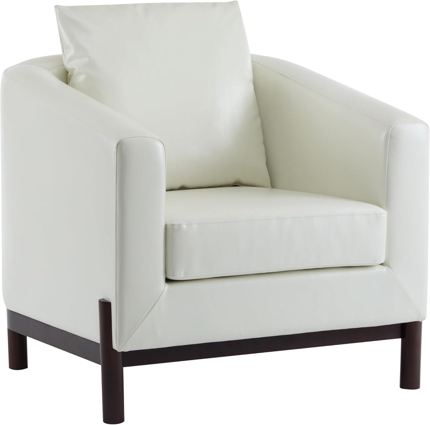 Christopher Knight Home Upholstered Club Chair, Comft Accent Chair, Soft Armchair, Reading Single Sofa with Wood Legs, Barrel Lounge Chair for Living Room Bedroom Home Rest 33.5" x33.5x31.5, White