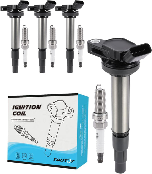 UF596 Ignition Coil Pack Spark Plug Iridium 4 PCS (1.8L) For 2009 2010 2011 Toyota Corolla Matrix Prius 2012 2013 2014 2015 2017 Lexus Scion IM XD Pontiac Vibe, UF619 90919-02258 C1714