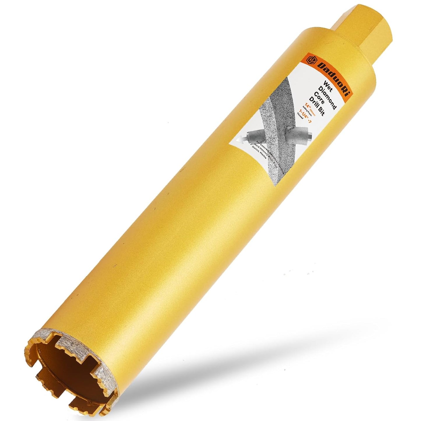 8 Inch Wet Core Drill Bit, 8" Core Bits for Concrete, 1-1/4"-7 Thread, 14" Drilling Depth Diamond Core Drill for Concrete with Rebar, Masonry, Brick Block,Cement, Stucco, Stone (203mm)