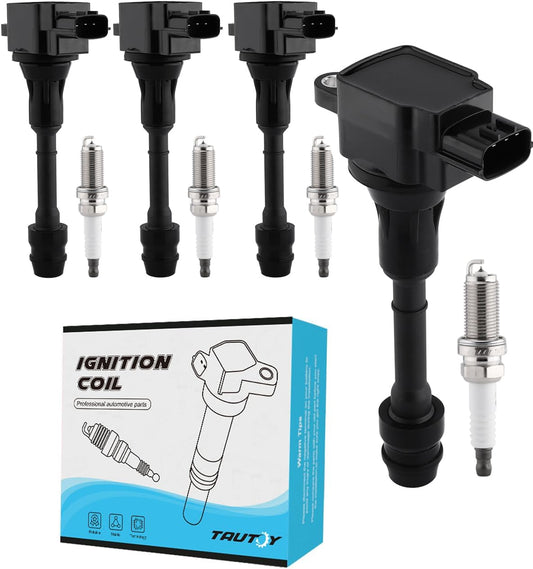 UF350 Ignition Coil Pack Spark Plug 4PCS (2.5L) For Nissan Altima 2002-2006, Sentra 2002-2008, X-Trail 2002-2008 2010-2013,Replace # GN10219 C1398 224488H315 224488H310 4505
