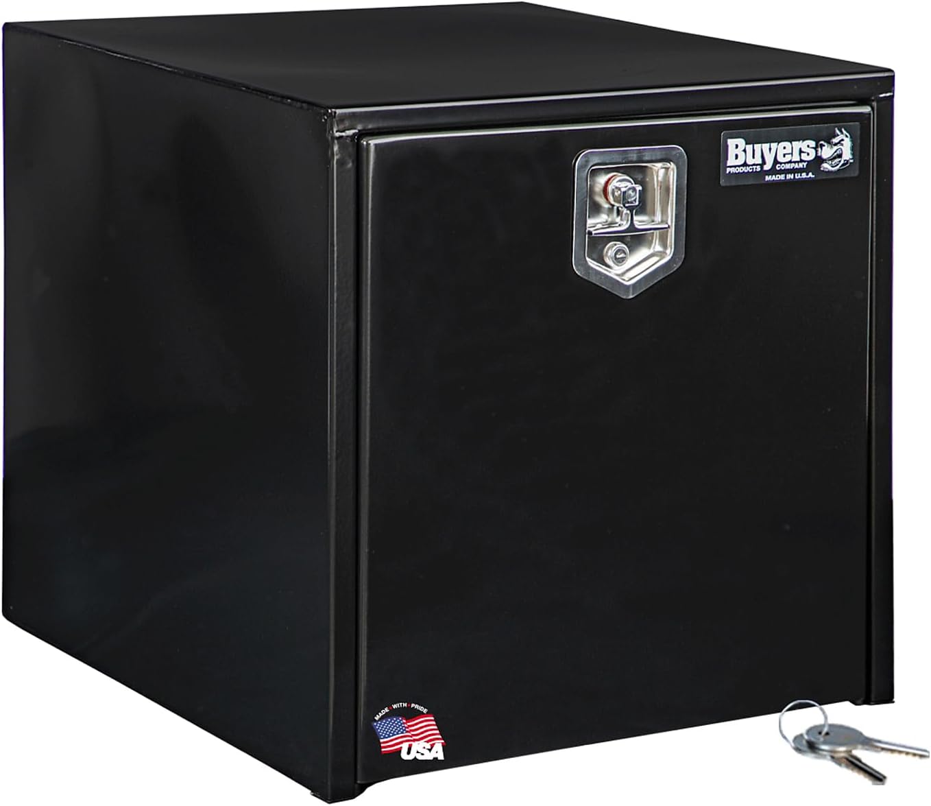 Buyers Products 1702300 Black Steel Underbody Truck Box w/ T-Handle Latch, 18x18x24 Inch, Contractor Toolbox For Organization And Storage, Job Tool Chest