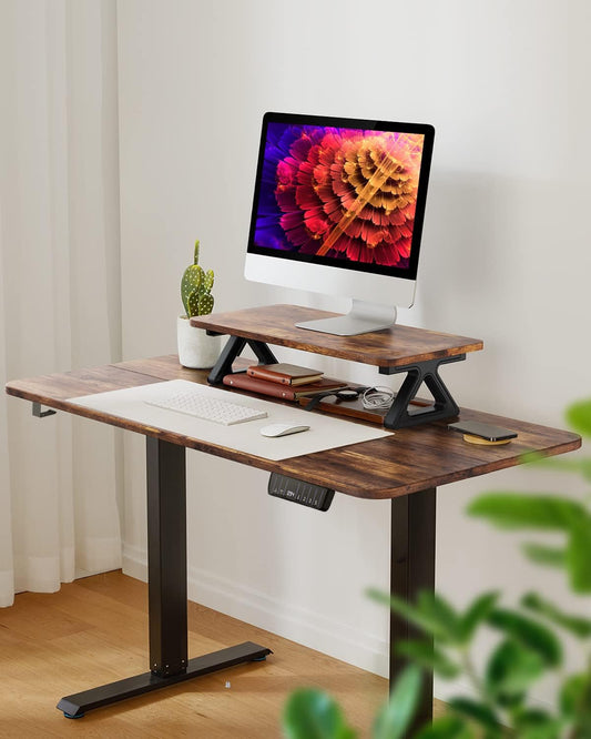 Totnz Height Adjustable Electric Standing Desk, Sit Stand up Desk, Memory Home Office Desk with Hook, 48x24 Inches