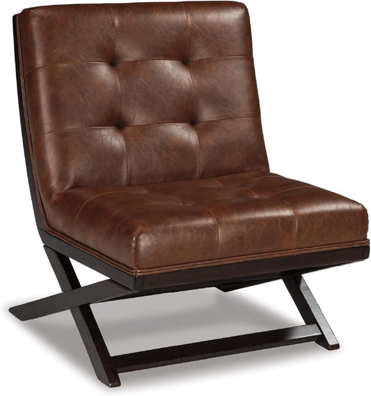 Signature Design by Ashley Sidewinder Mid-Century Modern Faux Leather Accent Chair, Brown