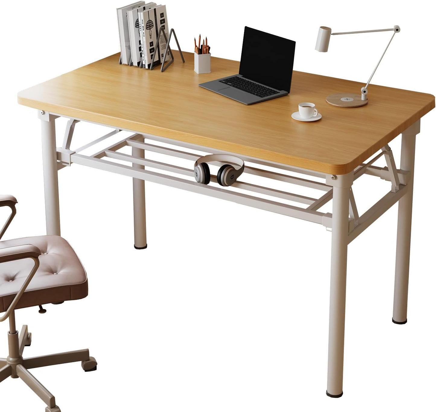 Small Folding Desk No Assembly,39.4 Inch Folding Computer Desk Small Foldable Table for Home Office.