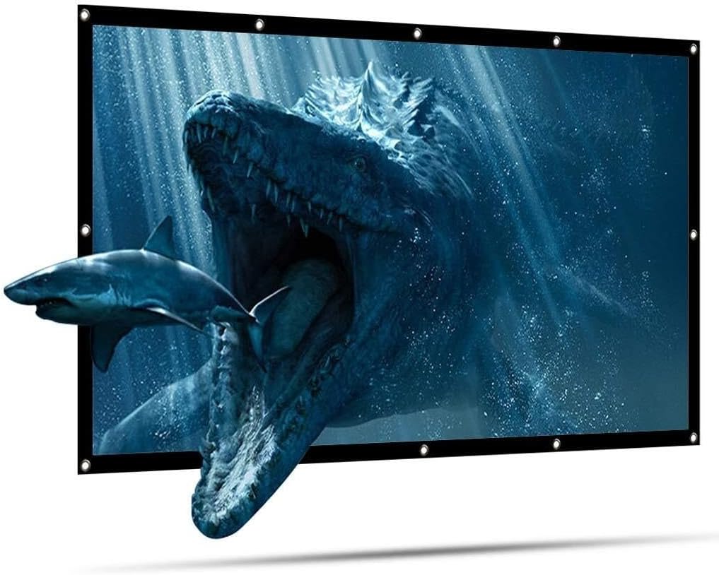 100 Inch 16:9 Foldable Projector Screen, Matt White Polyester Front/Rear Projection Screen for Home Theater, Easy Install, Portable